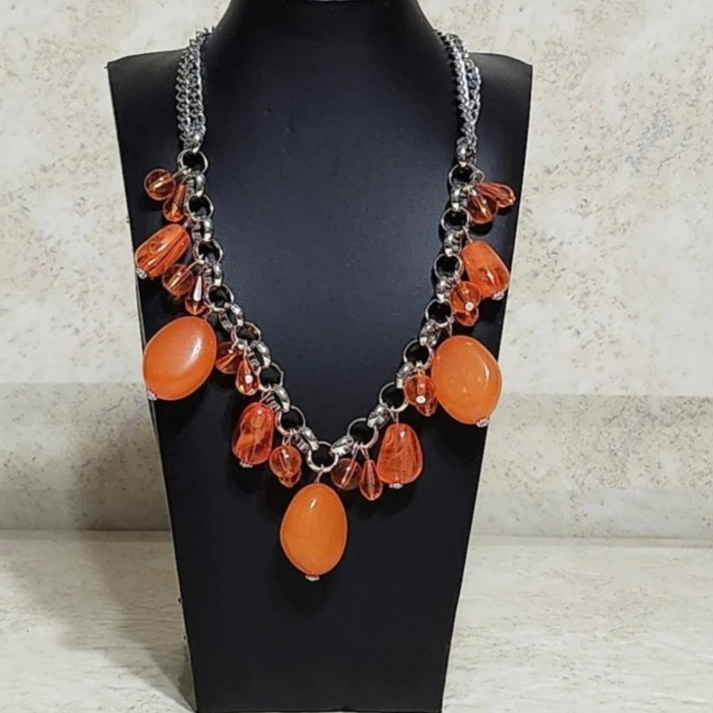 Paparazzi Orange Charm Necklace Set Venetian Vacation Beaded Fashion Jewelry
